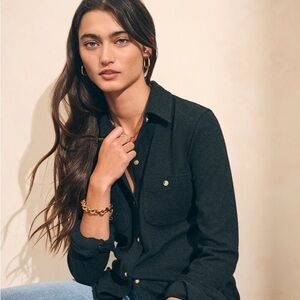 Faherty Legend Sweater Shirt in Heather Black Twill